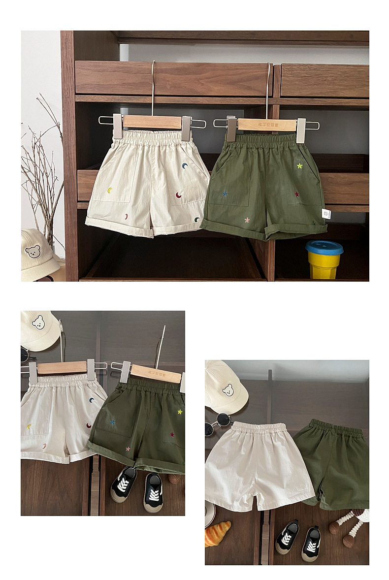 復古百搭休閒短褲-星星與月亮