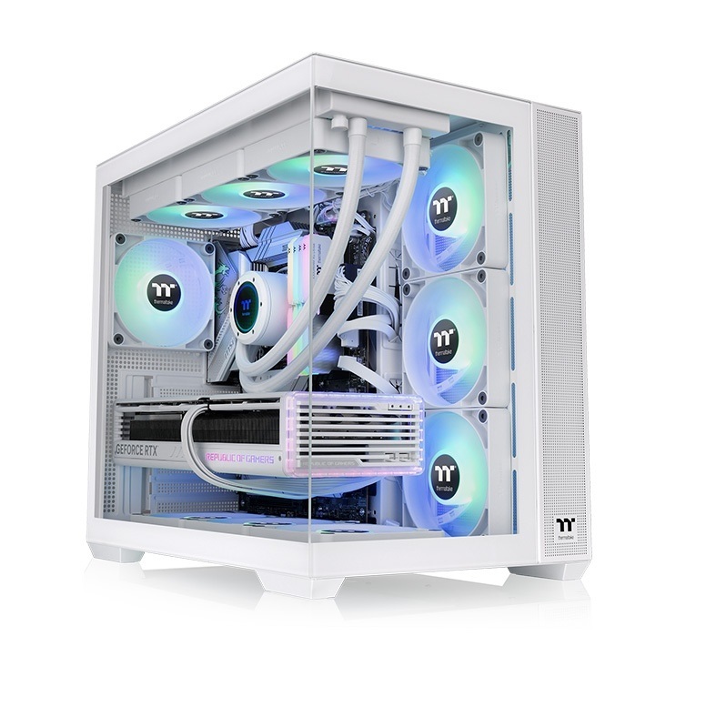 米特3C數位–曜越 View 380 TG ARGB  強化玻璃中直立式機殼 黑色/白色/抹茶綠/繡球花藍