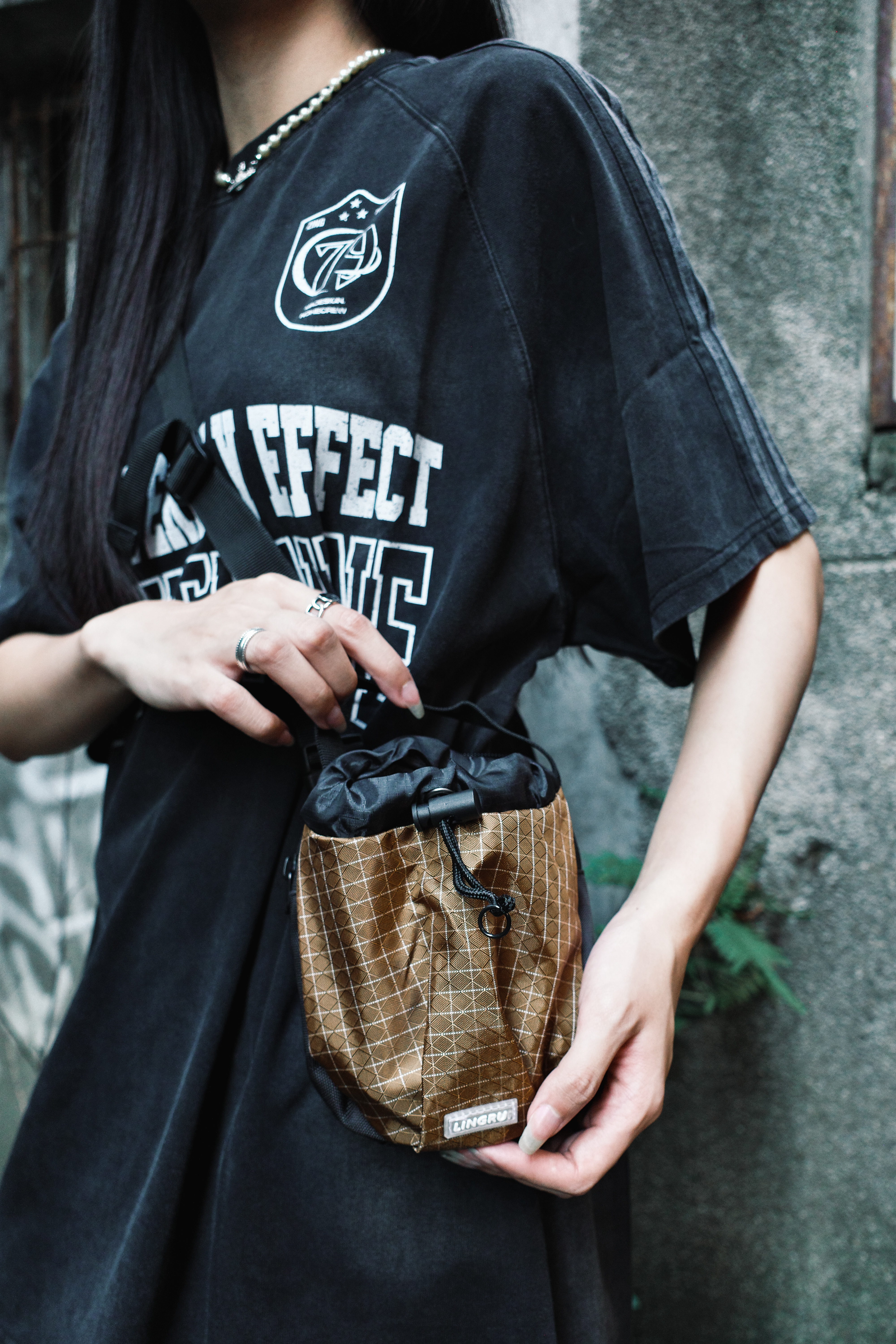 『Always_Good』防潑水 鬆緊扣 網格 小腰包