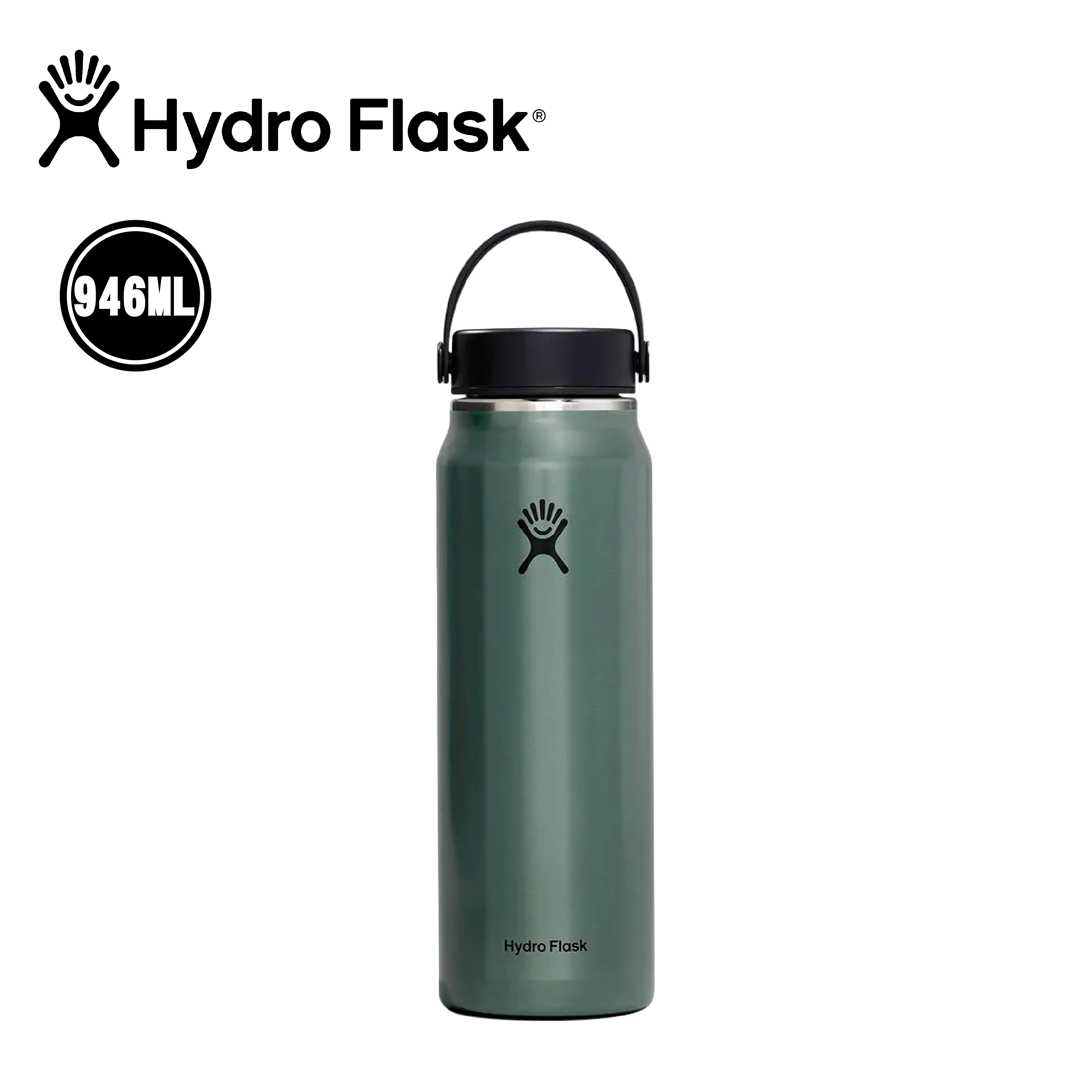 Hydro Flask 美國 32oz 寬口輕量真空保溫瓶 龍紋綠色 52HF32LWB091