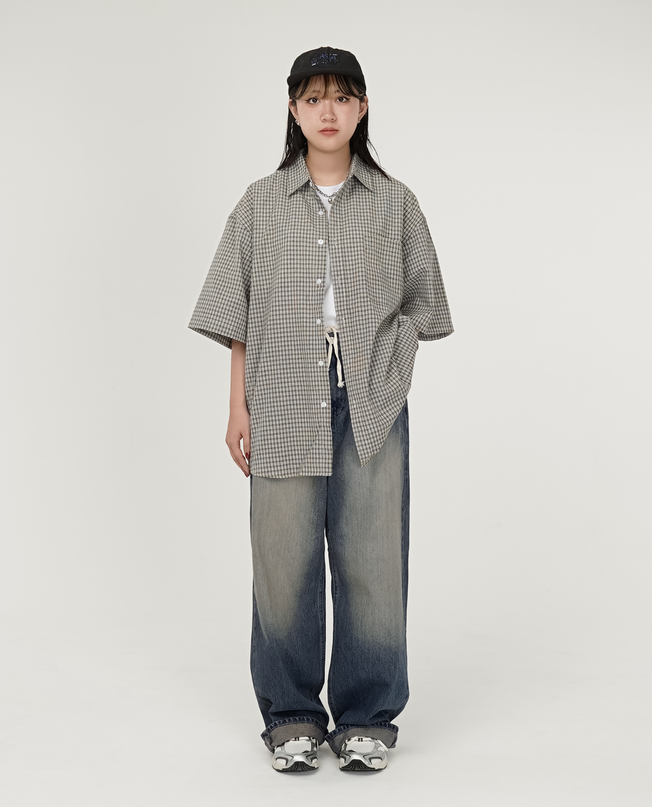 寬版大刷色牛仔