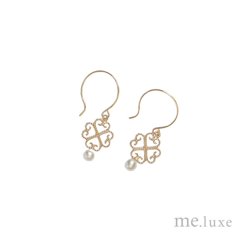 【me.luxe】K10復古窗花珍珠耳環