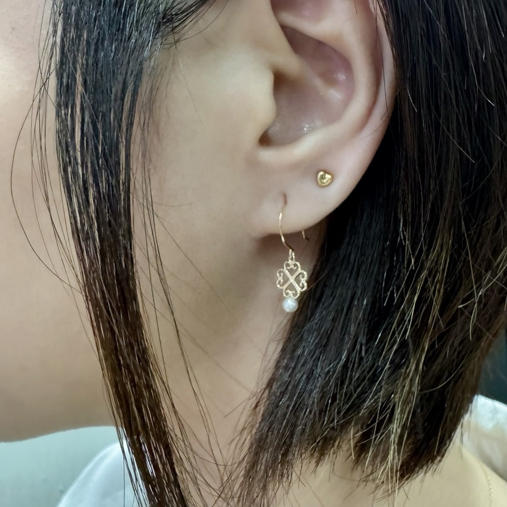 【me.luxe】K10復古窗花珍珠耳環