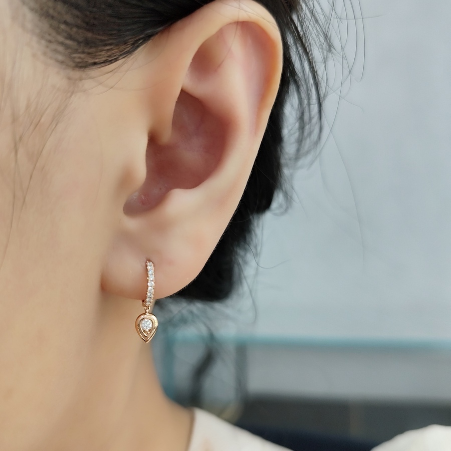 環抱系列 | 18K紅金鑽石垂墜款耳環