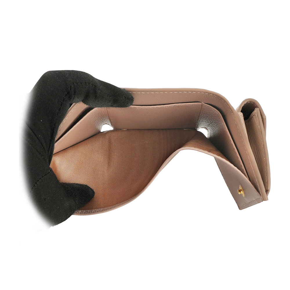 【PRADA】三角牌Logo水波紋信封造型迷你三折短夾(藕粉色) 1MH021 2DDU F0236