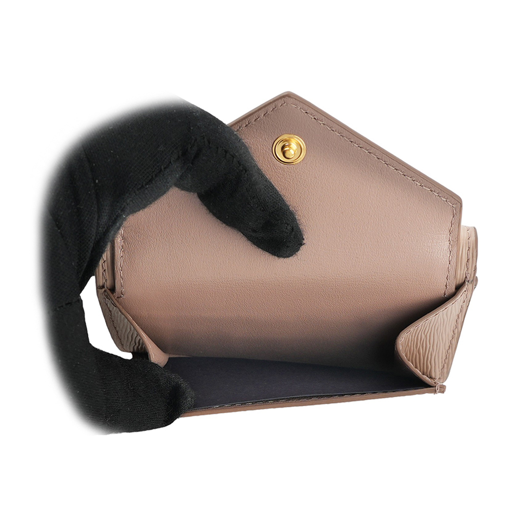 【PRADA】三角牌Logo水波紋信封造型迷你三折短夾(藕粉色) 1MH021 2DDU F0236