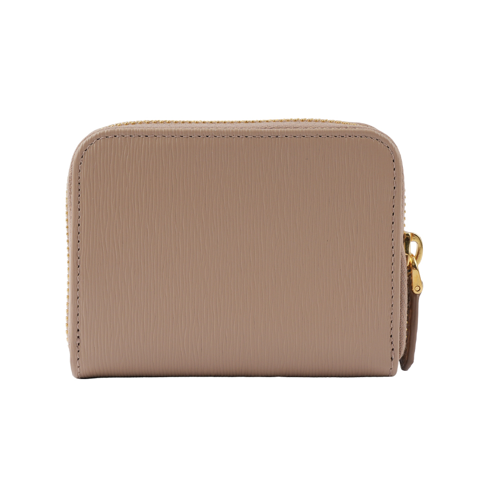 【PRADA】三角牌Logo 水波紋皮革零錢包(藕粉色) 1MM268 2DDU F0236