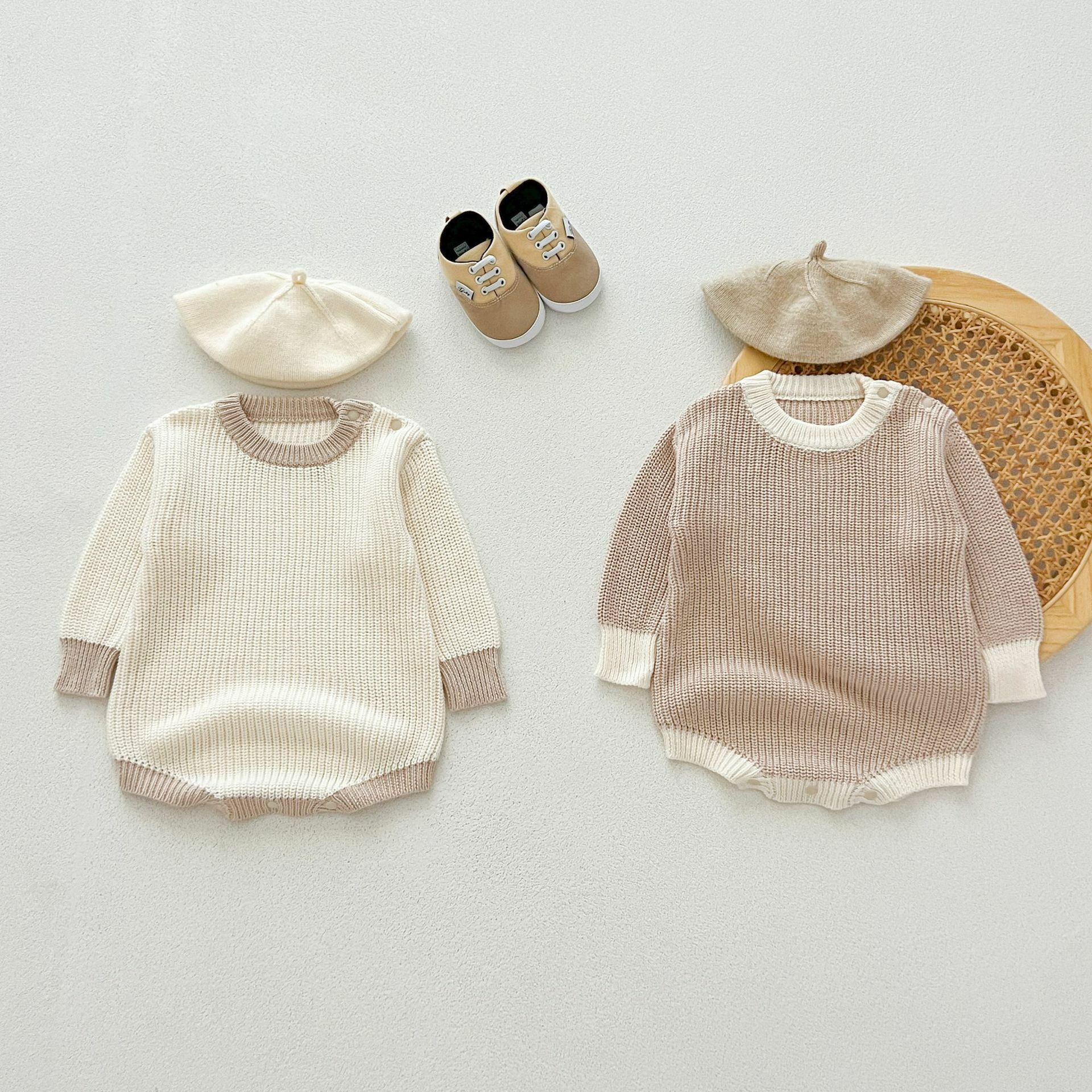 秋款針織包屁衣（兩色）