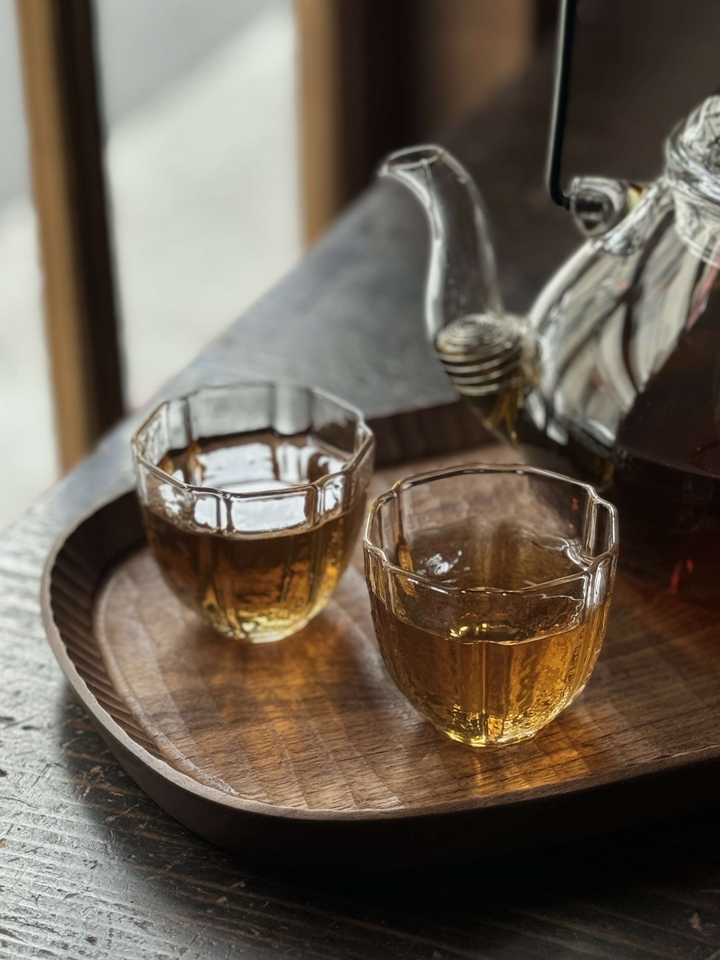 熱茶用玻璃六邊切角小杯