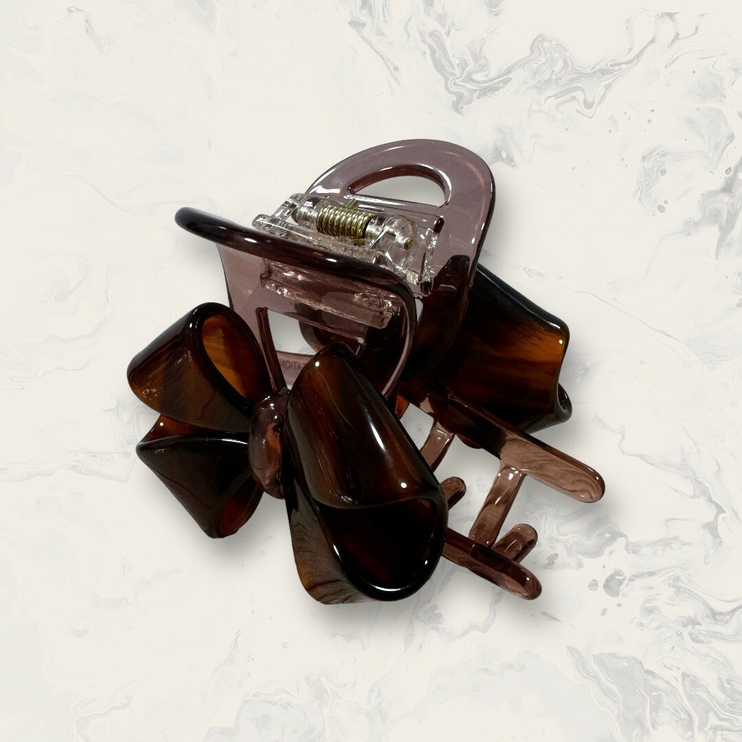 韓國直送髮飾 中立體色塊暈染蝴蝶結手工醋酸版鯊魚夾