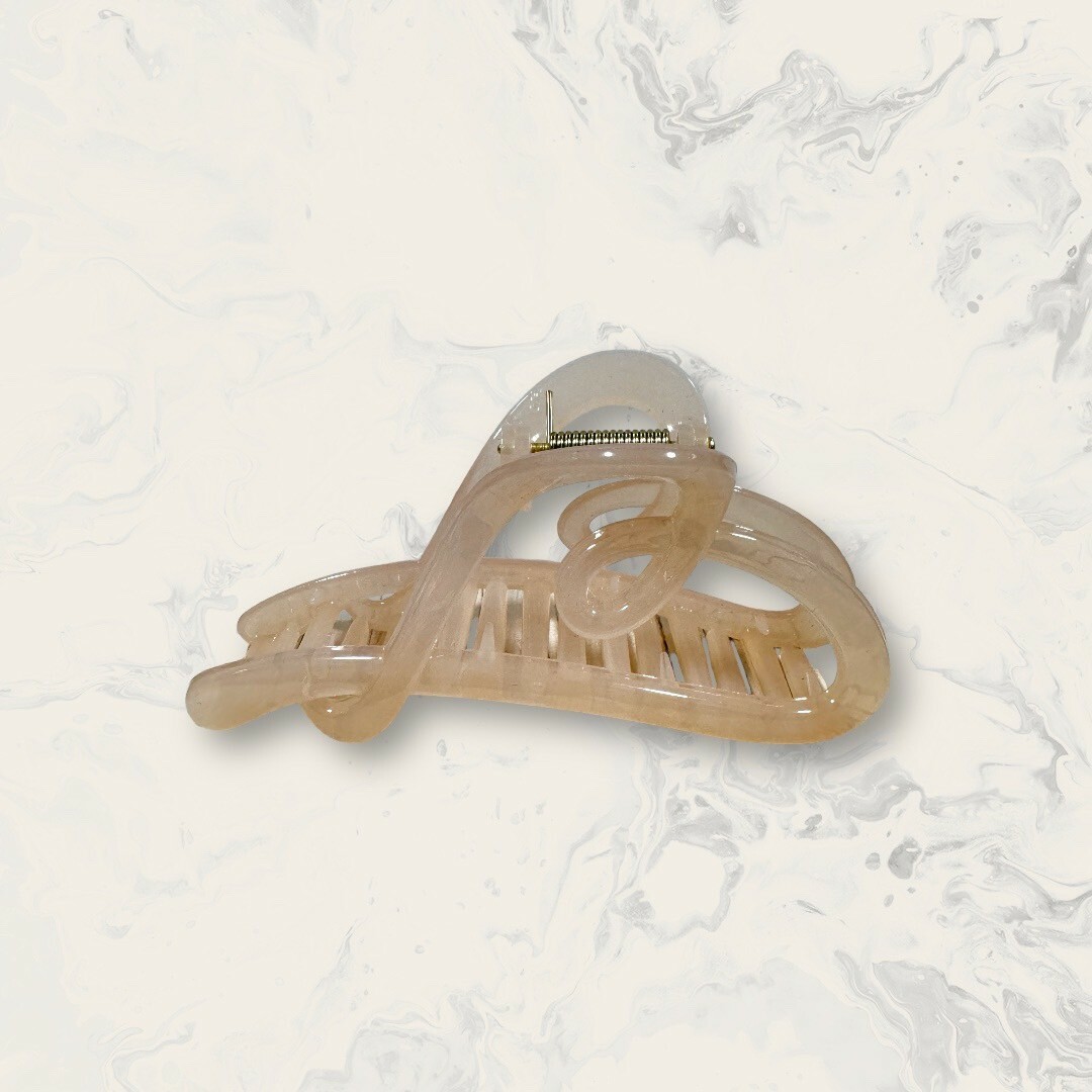 韓國直送髮飾 半透明側線條愛心框大醋酸版鯊魚夾