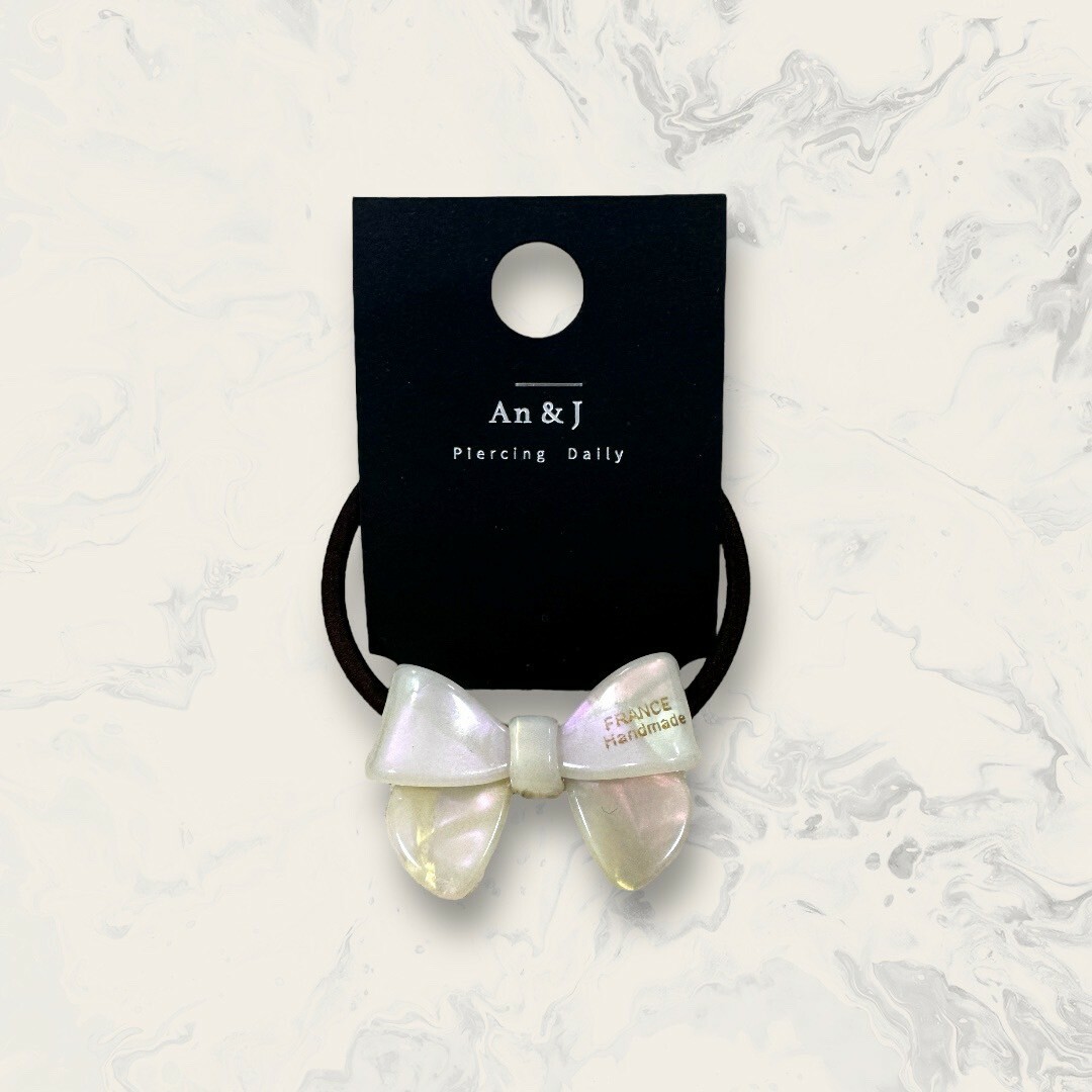 韓國直送髮飾 色塊暈染小英文字蝴蝶結醋酸版髮圈