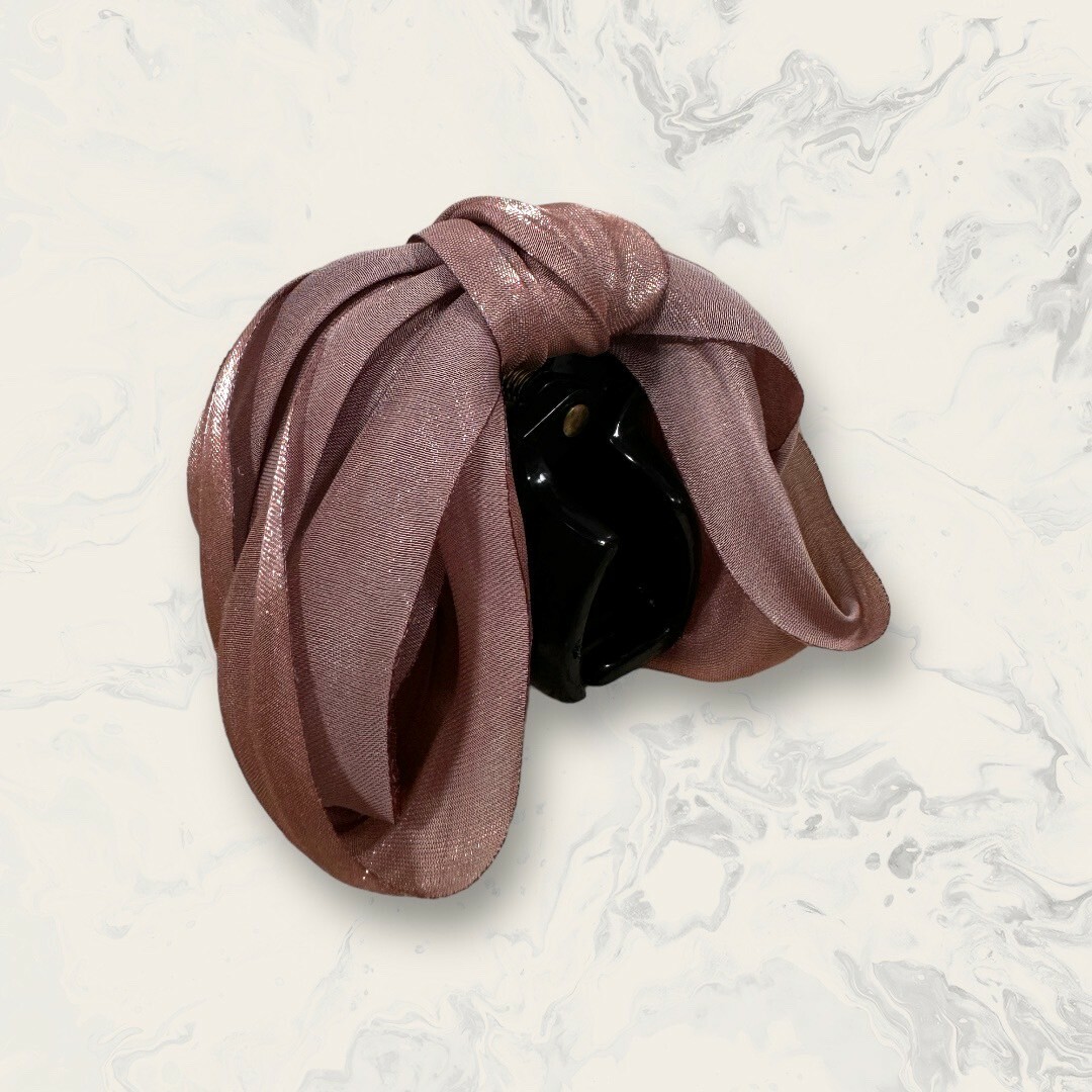 韓國直送髮飾 光澤皺褶緞面蝴蝶結小抓夾