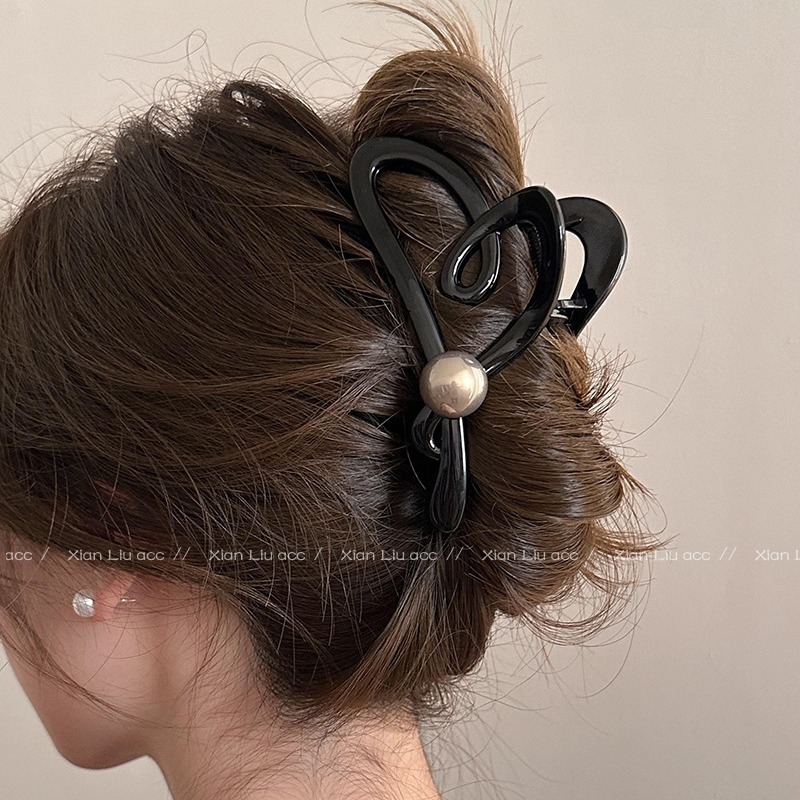 《4699》韓系鏤空愛心珍珠髮夾