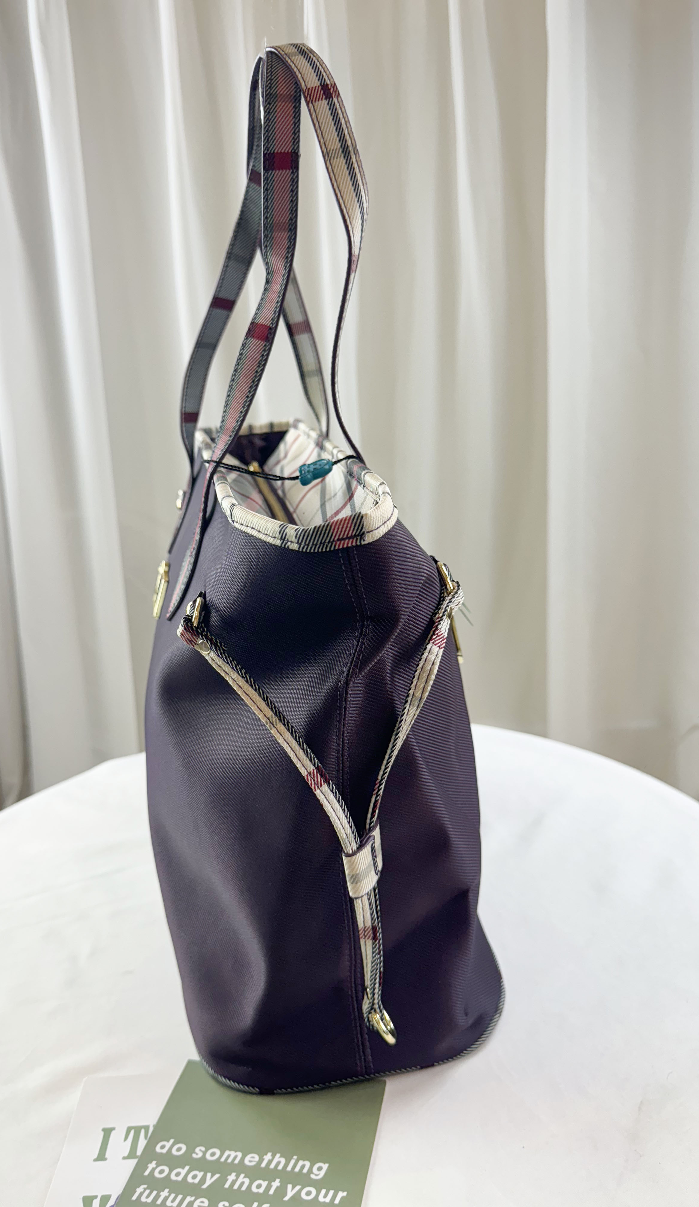 GOODS  紫格紋拼色防潑水手提包 / 側背包 #29633