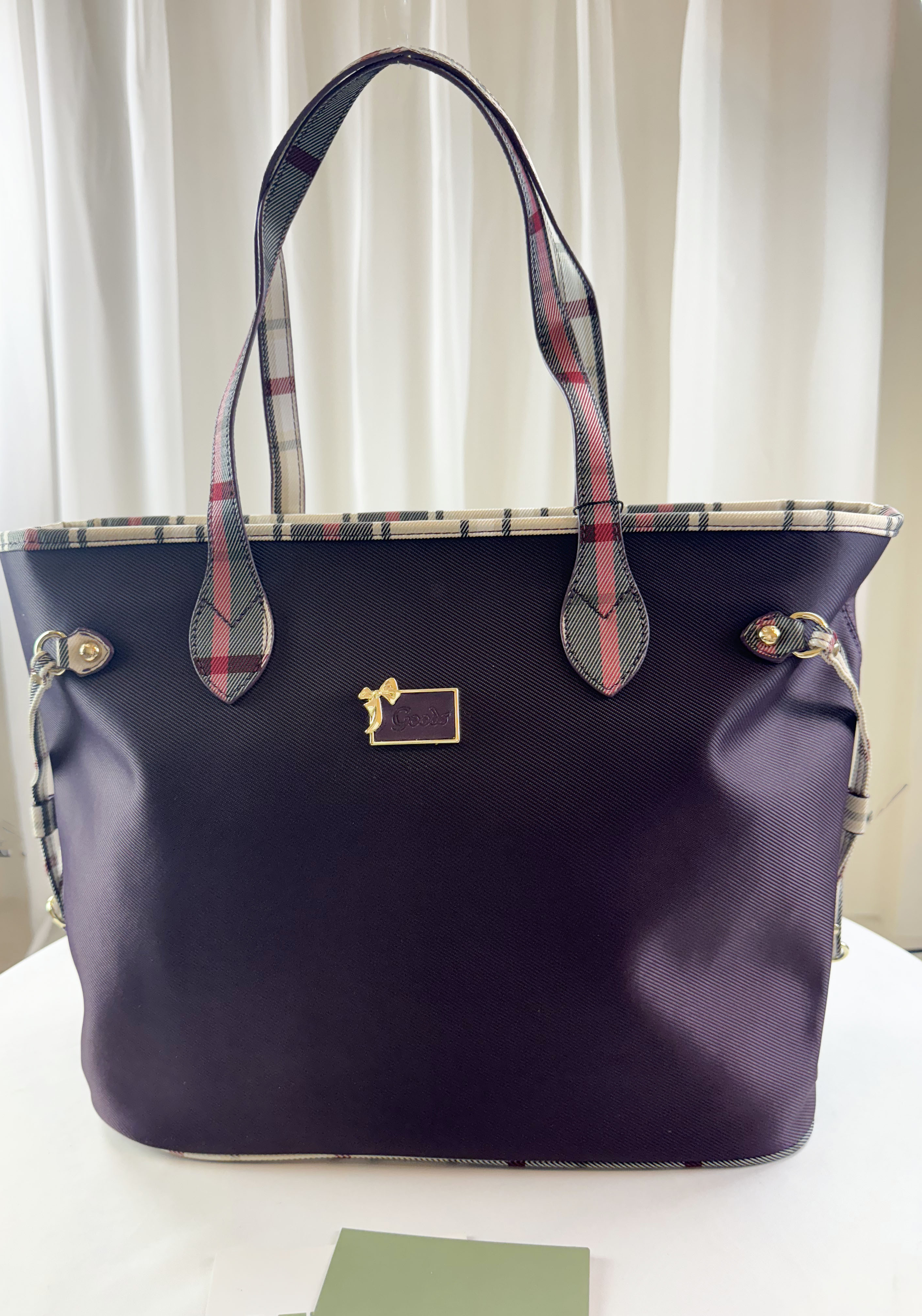 GOODS  紫格紋拼色防潑水手提包 / 側背包 #29633