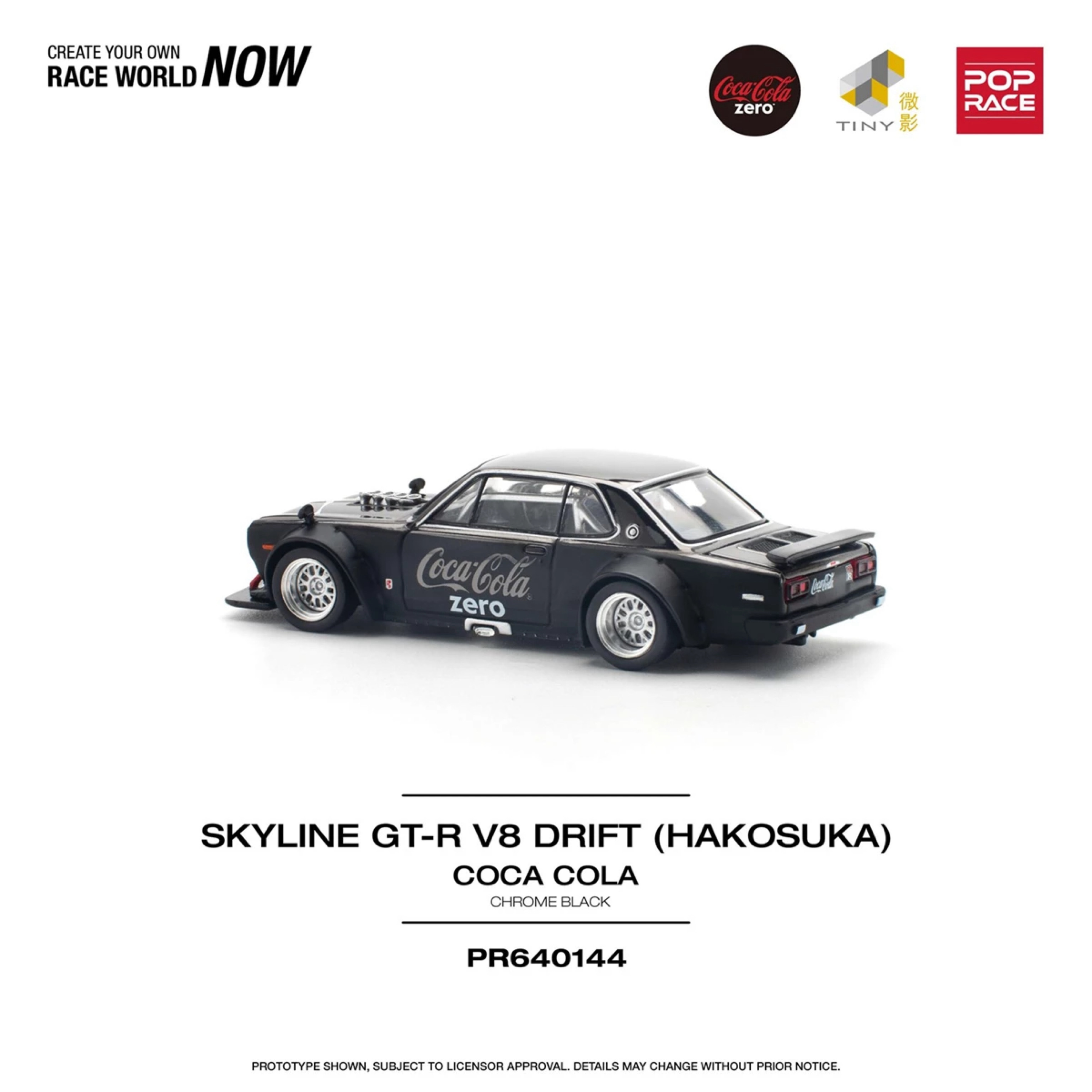 【預訂】Pop Race Skyline GT-R V8 Drift(Hakosuka) Coca Cola Zero Black Chrome (PR640144)