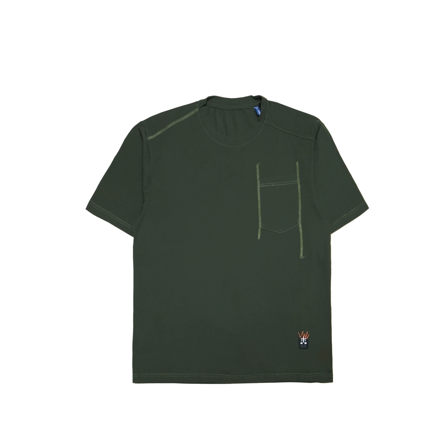 斬痕寬鬆口袋彈簧棉Tee-陸軍綠