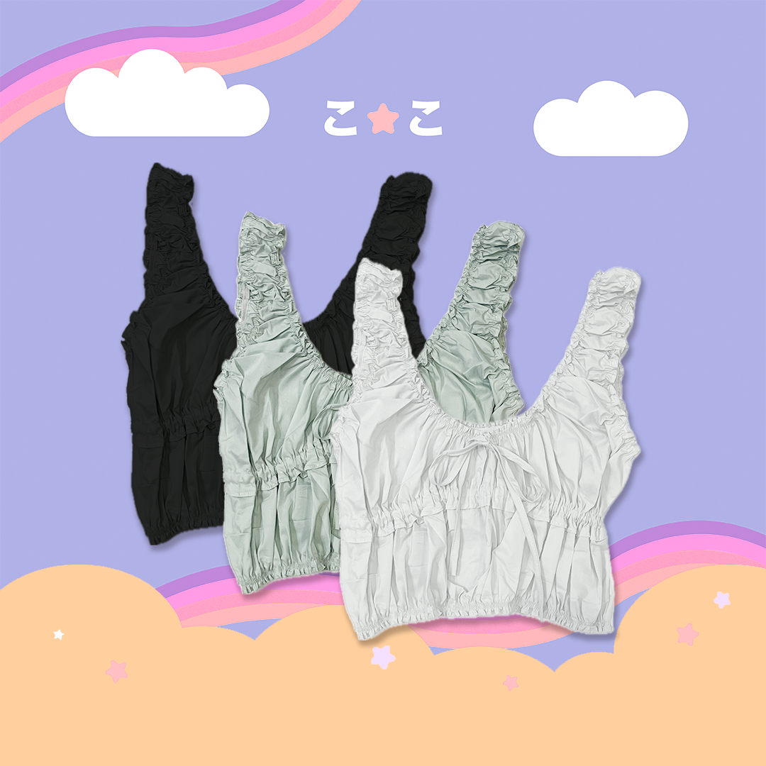 こ♡こ 皺皺設計綁帶背心