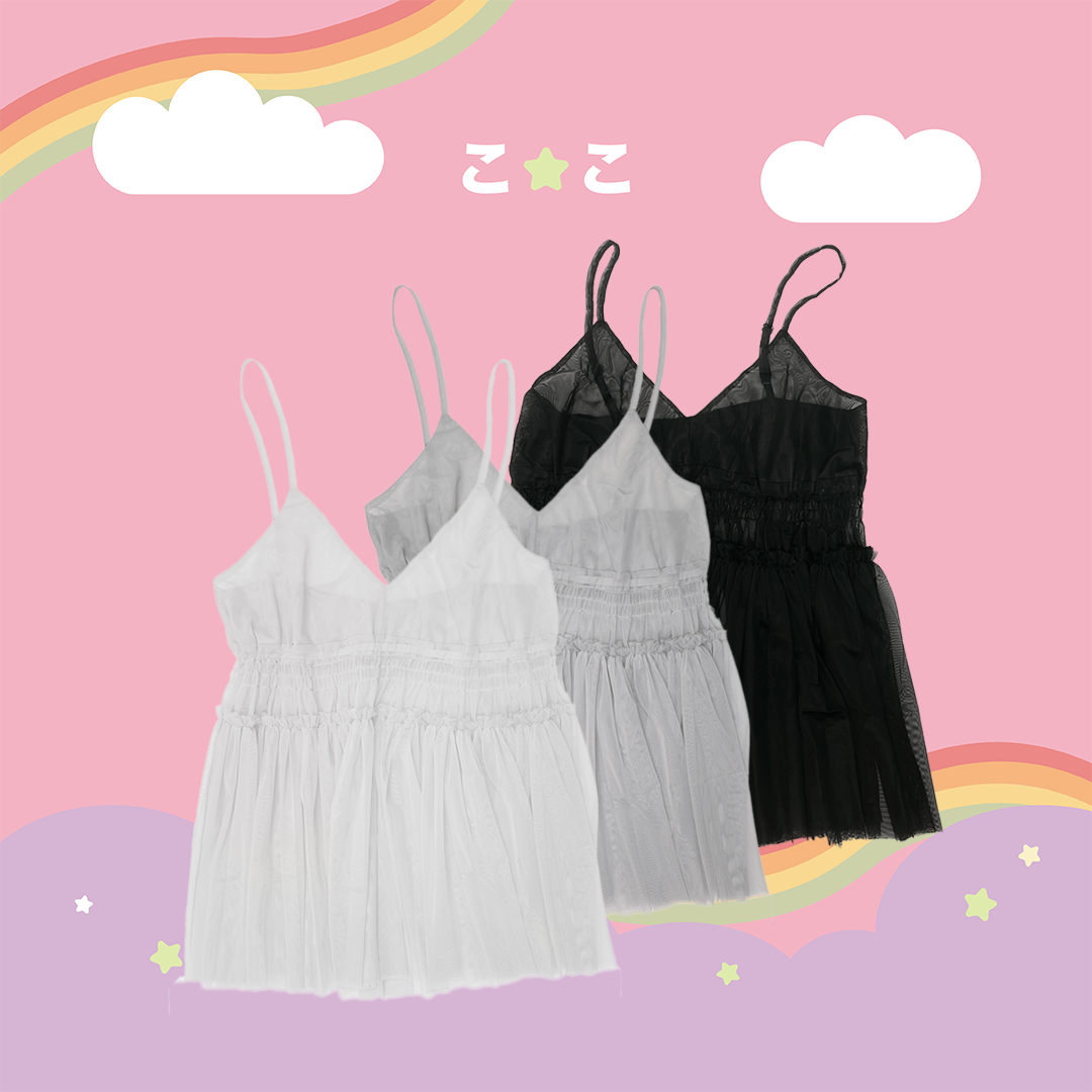 こ♡こ 疊穿收腰微透背心洋裝