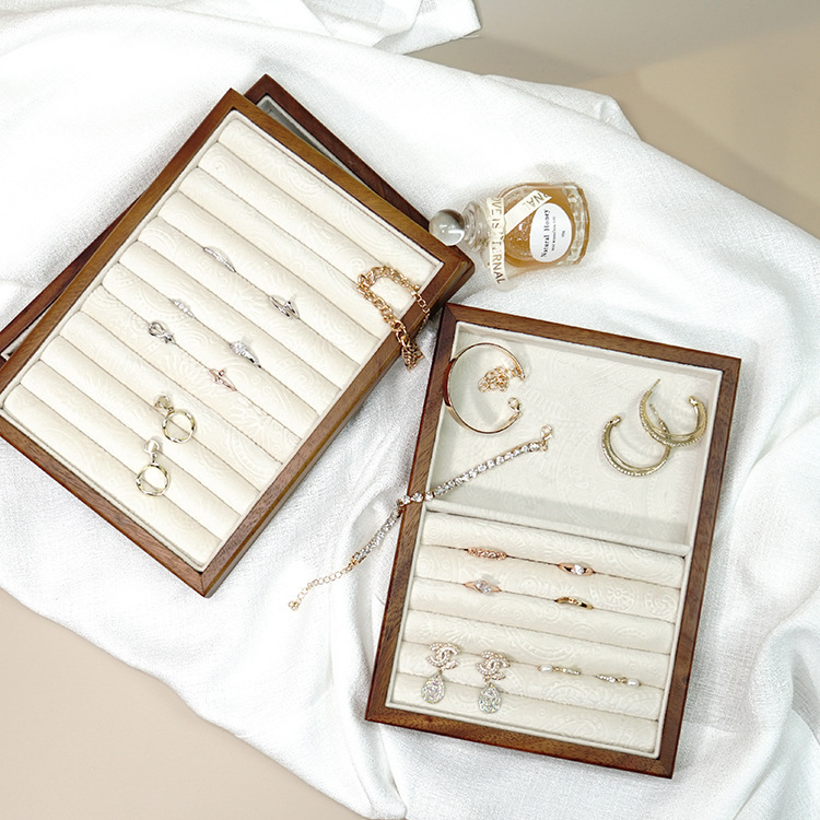 《4704》復古胡桃木飾品展示收納盤