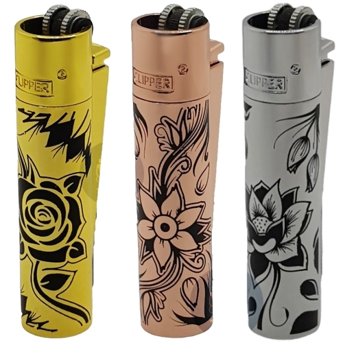 【CLIPPER】西班牙原裝 CP11金屬箔花紋系列 充氣式 金屬砂輪打火機 (附原廠禮盒)