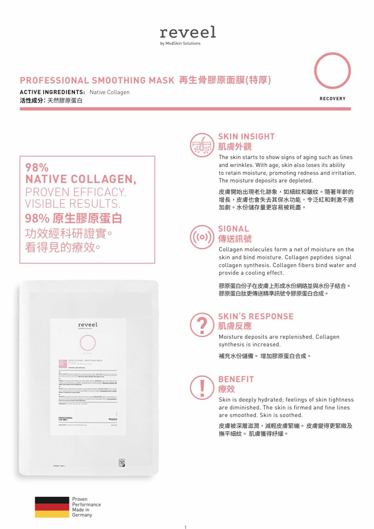 Reveel 純骨膠原面膜紙