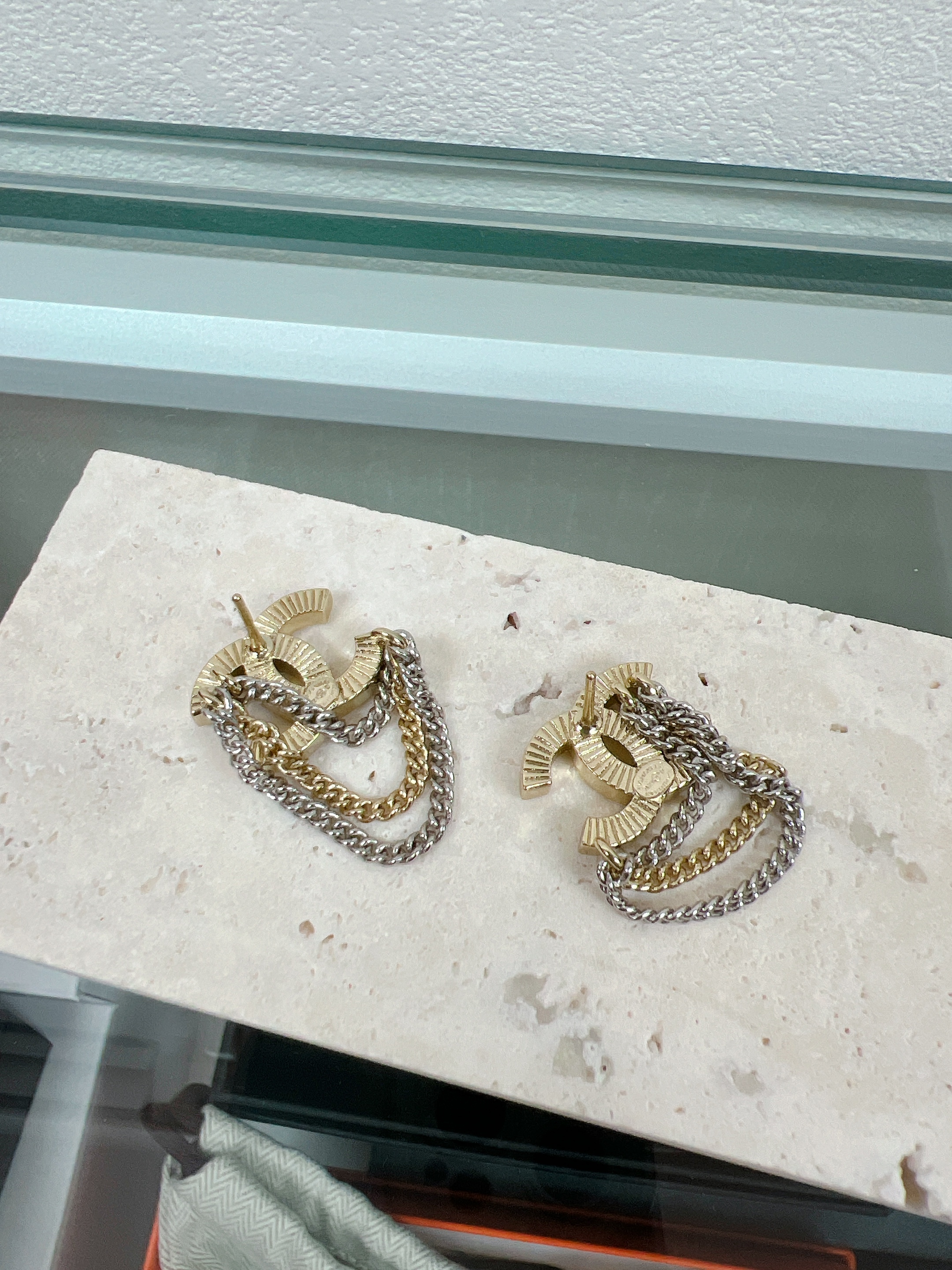 Chanel earrings 21b chain