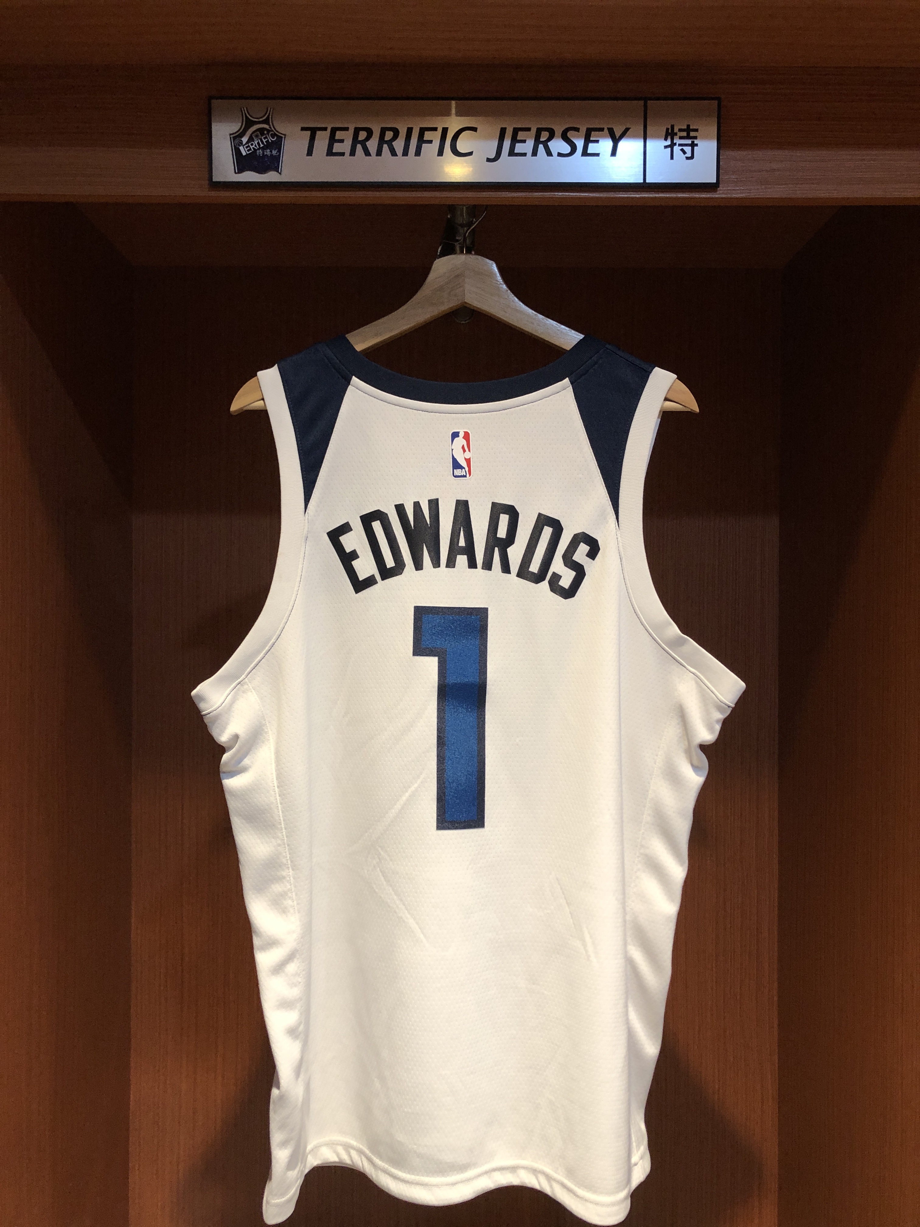 NBA球衣 Anthony Edwards 明尼蘇達灰狼白 Association Nike Swingman 球迷版 熱轉印 含贊助商標 全新