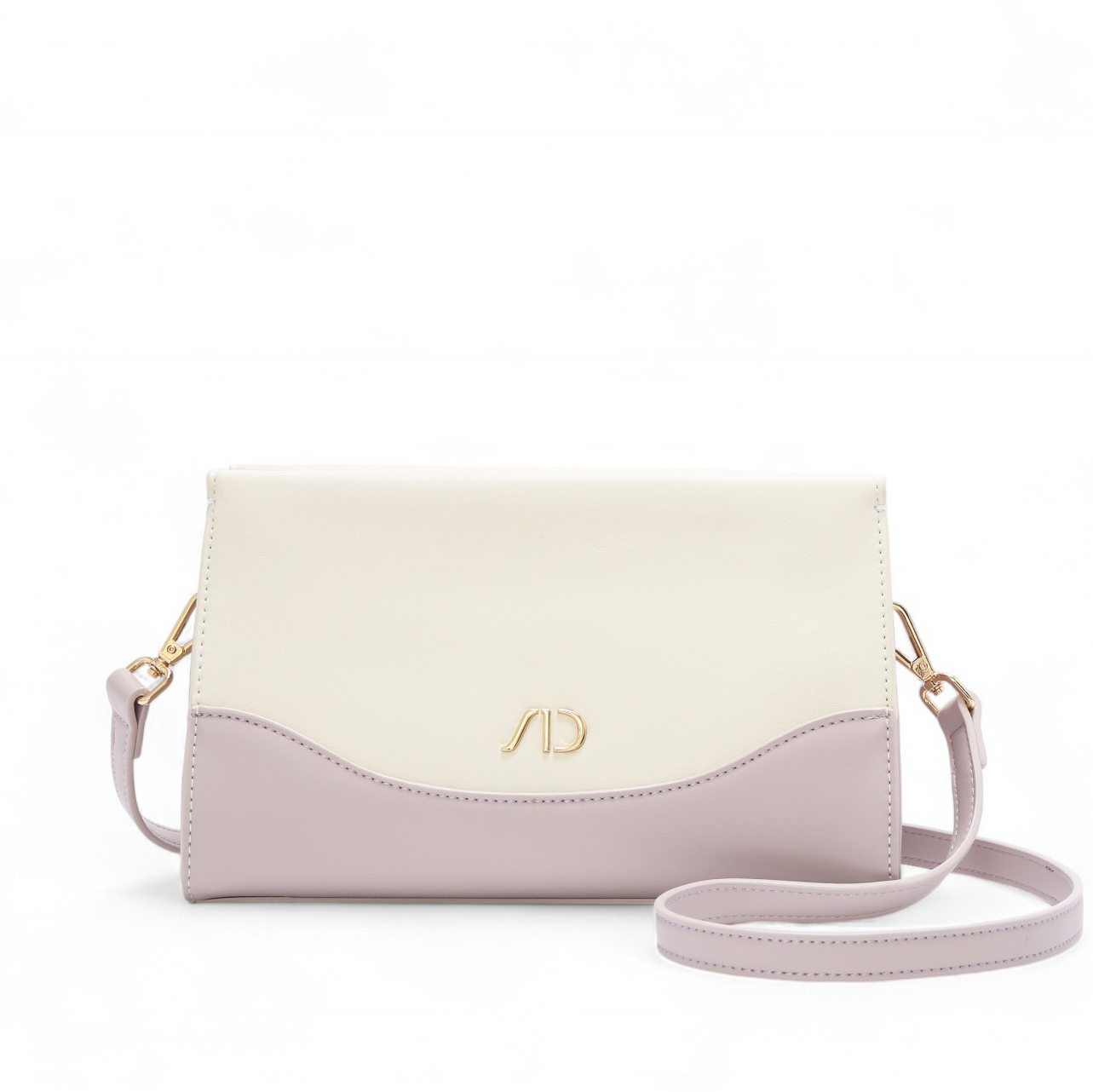 ANNA DOLLY 輕盈雙色斜背包 紫配白