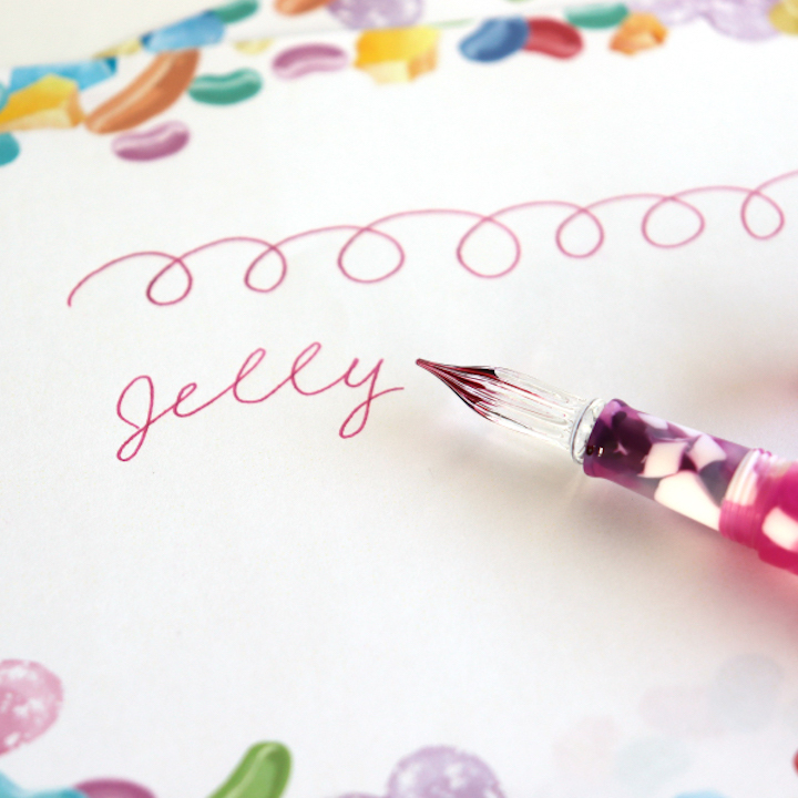 桃花粉 賽璐璐 玻璃沾水筆 附筆蓋/禮盒｜日本寺西化學