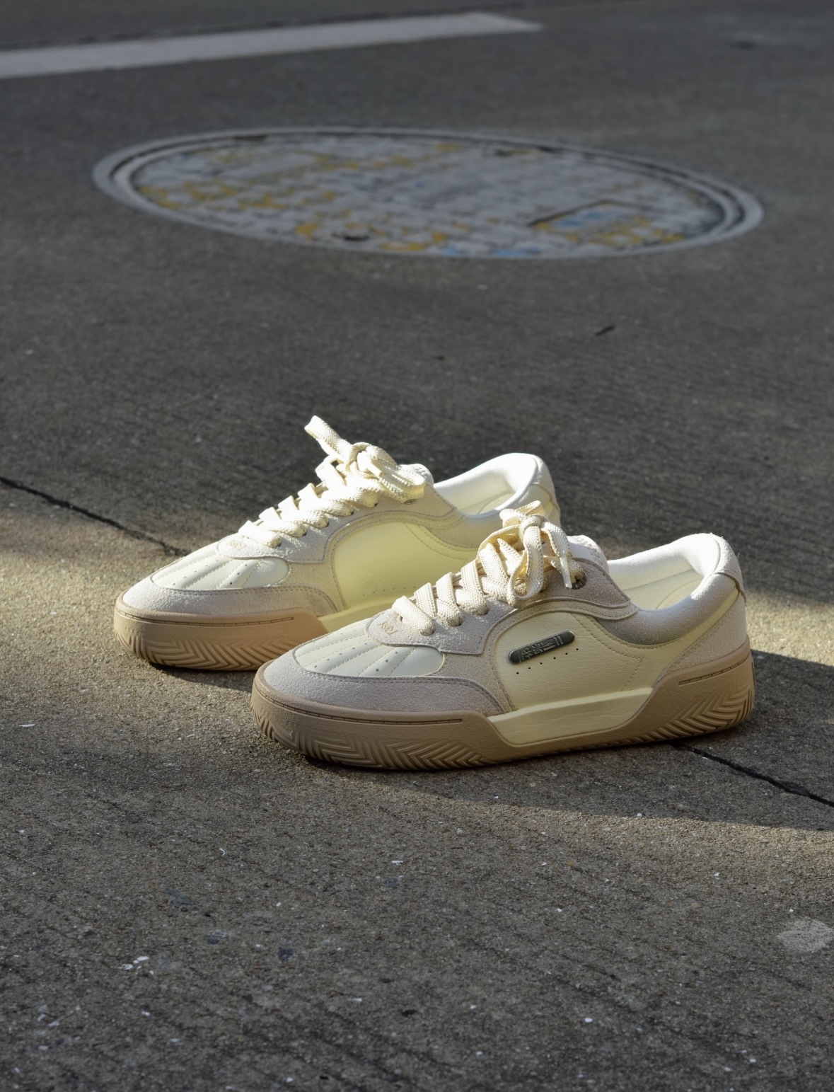 ANTA KAI Tribo 米白色 燕麥色 皮革 復古 滑板鞋 歐文 112431805S-1/預購