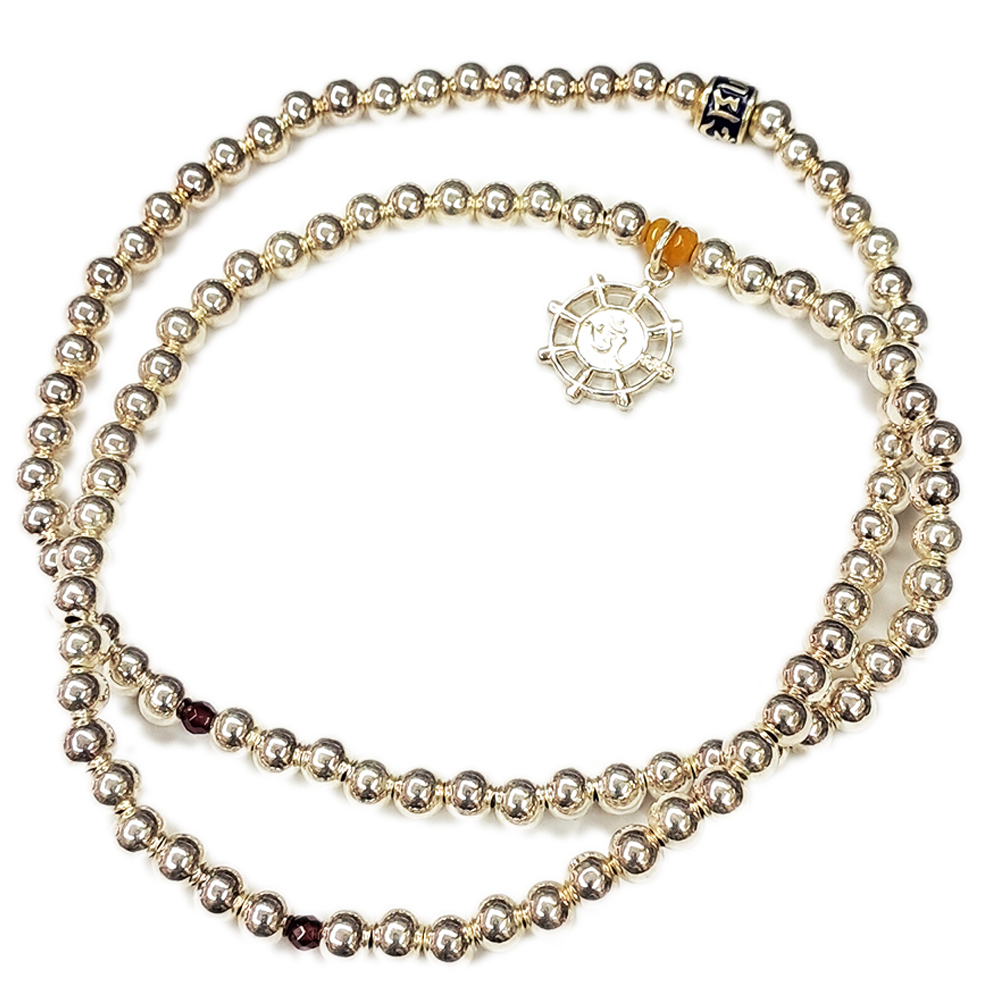 法輪925銀+銀珠108念珠5mm【十方】143475