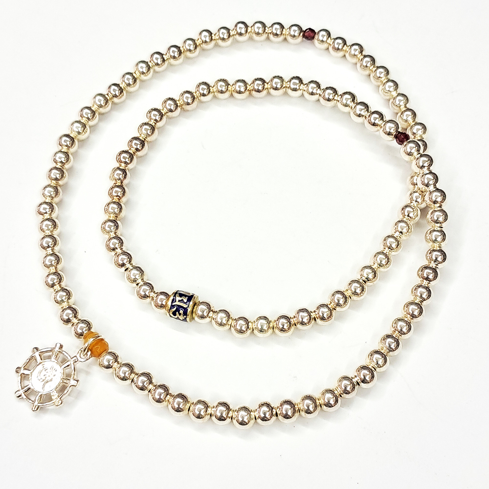 法輪925銀+銀珠108念珠5mm【十方】143475