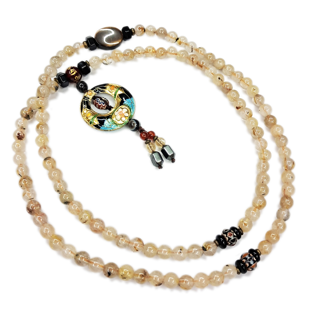 虎眼&圓滿{琺瑯}&鈦晶108念珠6mm【十方】149744