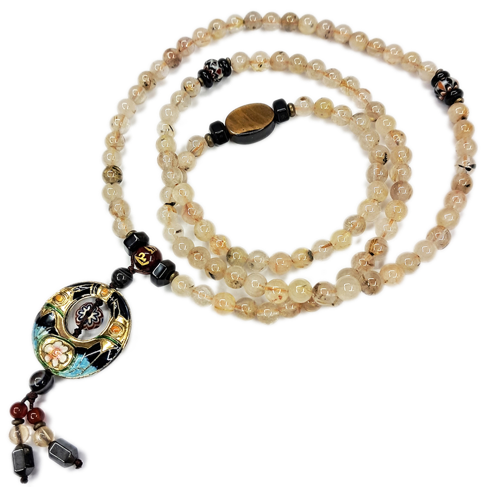 虎眼&圓滿{琺瑯}&鈦晶108念珠6mm【十方】149744