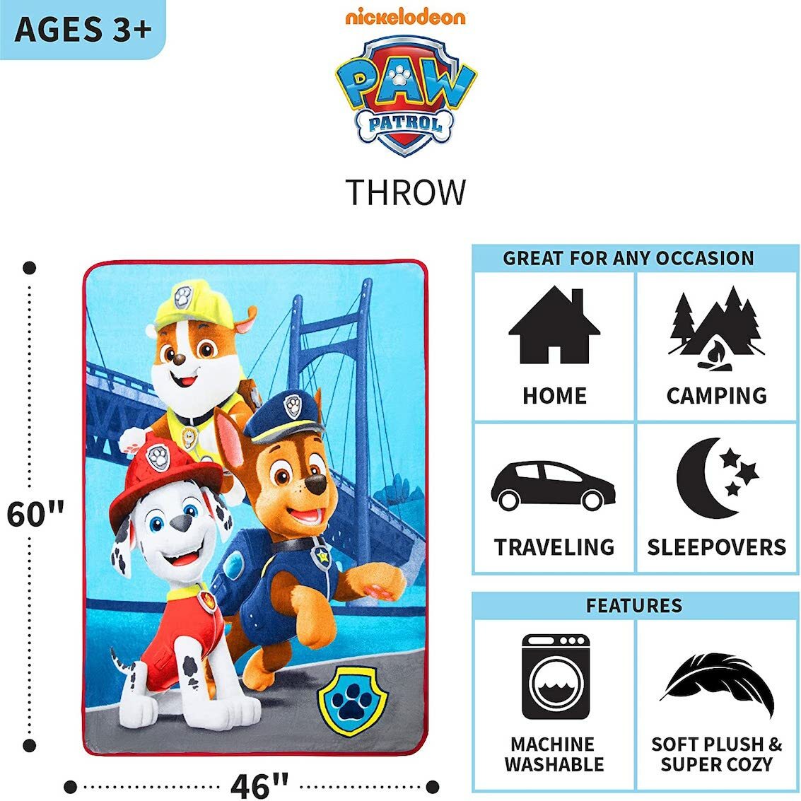美國 Paw Patrol Boy 超柔軟毛絨毯