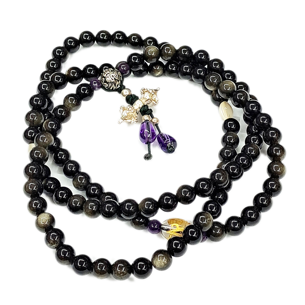 金剛杵925純銀+金曜石108念珠6mm【十方】147683