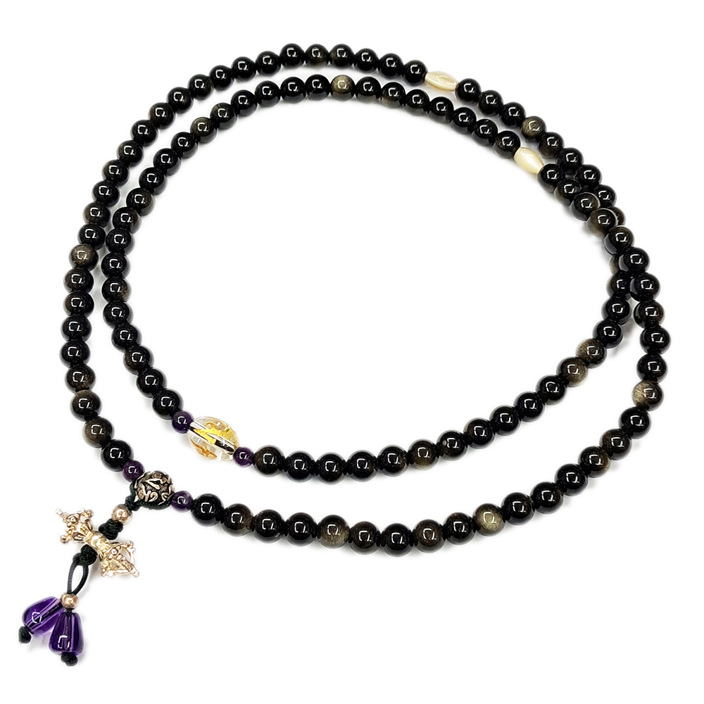 金剛杵925純銀+金曜石108念珠6mm【十方】147683