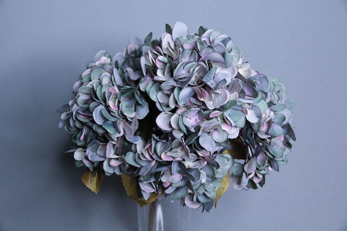 人造花 繡球花束5頭 復古藍