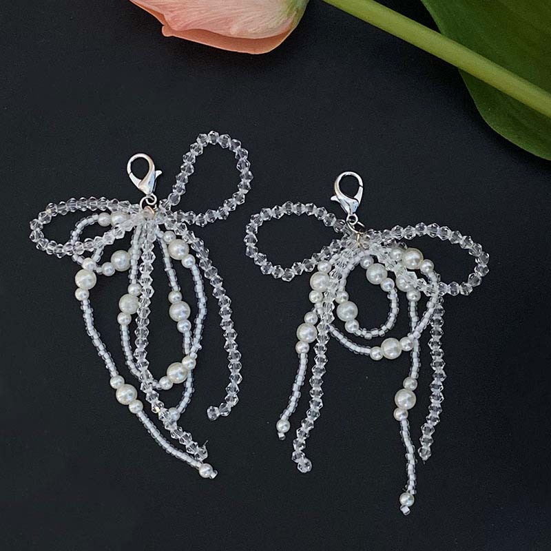 珍珠鞋扣蝴蝶結 白灰拼色 配件 鞋扣 CP-AC-33 [台灣現貨]