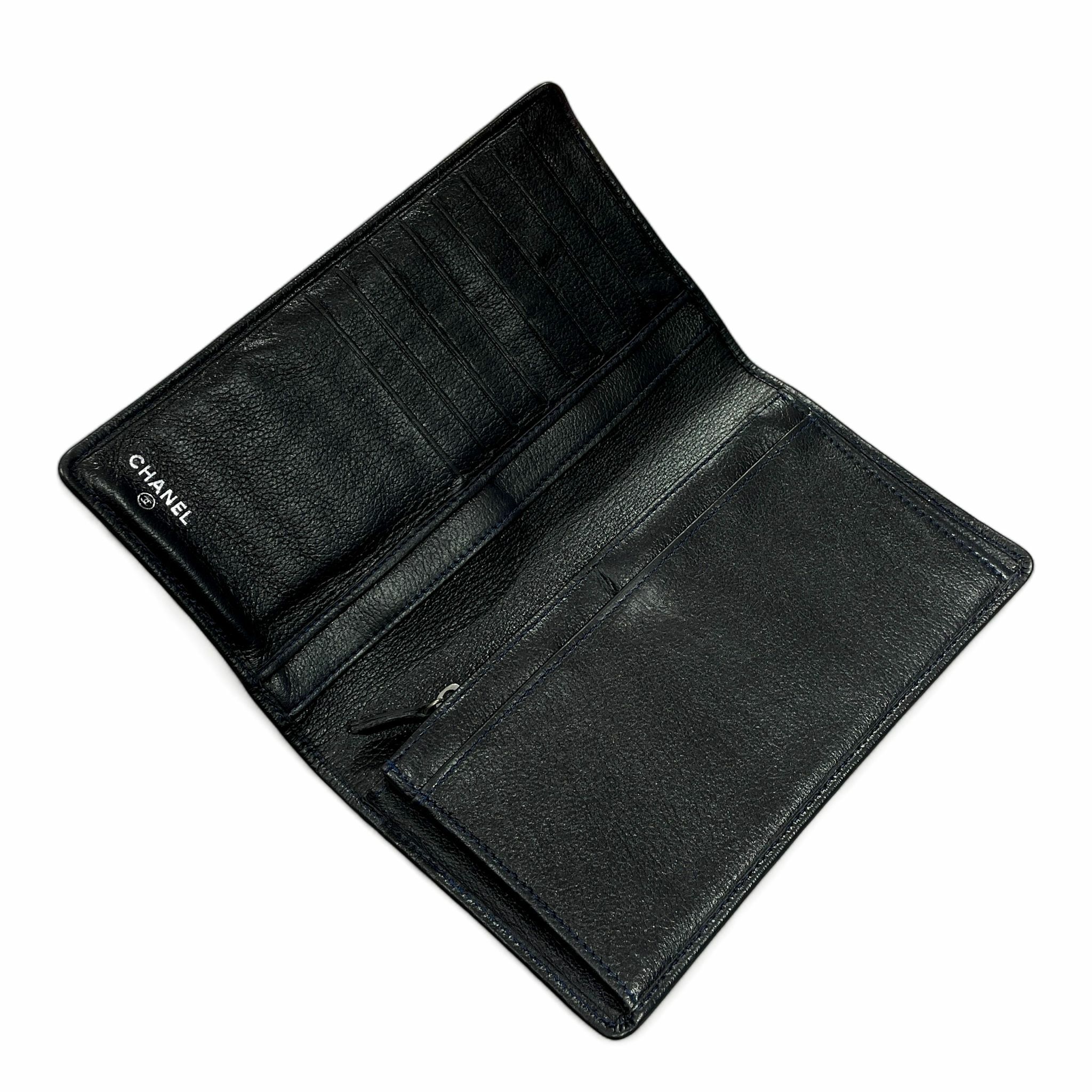 80%NEW二手CHANEL長銀包 山茶花 黑色 小牛皮 LONG WALLET #香榭站正品