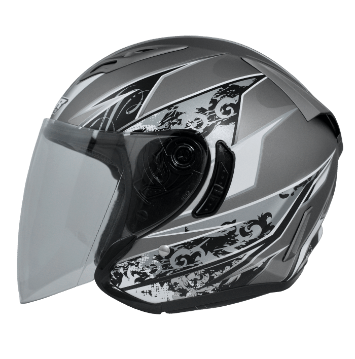 M2R J-5 #7 風速 消光鐵灰 彩繪 3/4罩 內墨片