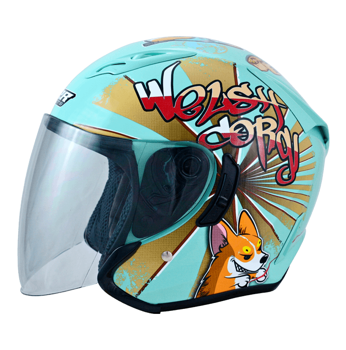 M2R J-5 #6 柯基 土耳其藍 彩繪 3/4罩 內墨片