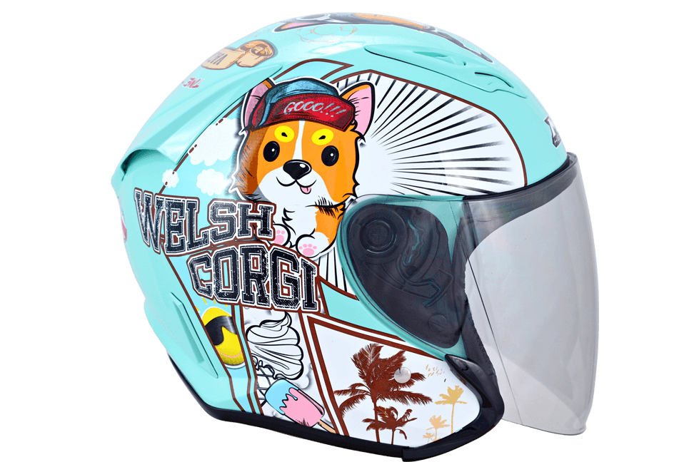 M2R J-5 #6 柯基 土耳其藍 彩繪 3/4罩 內墨片