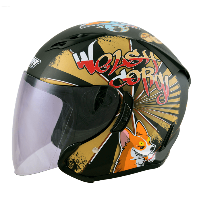 M2R J-5 #6 柯基 消光黑 彩繪 3/4罩 內墨片