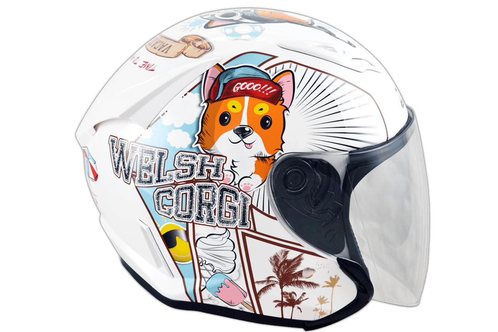 M2R J-5 #6 柯基 珍珠白 彩繪 3/4罩 內墨片