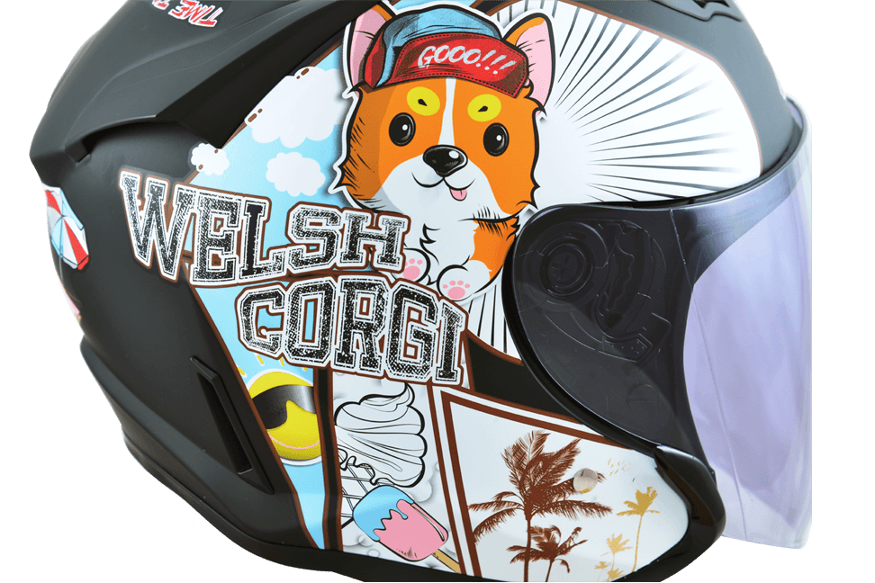 M2R J-5 #6 柯基 消光黑 彩繪 3/4罩 內墨片