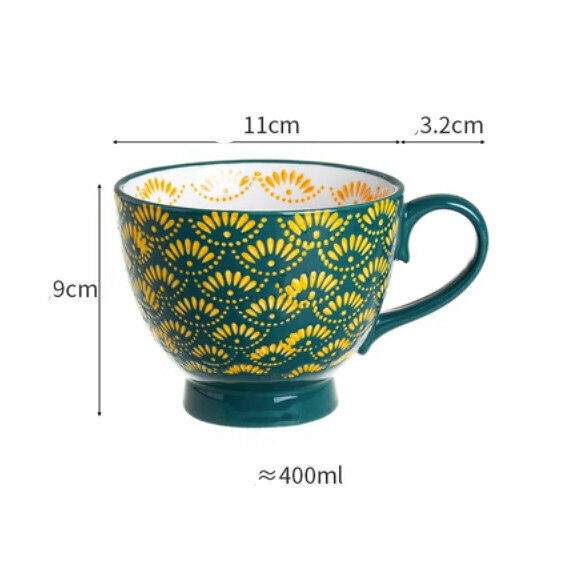 熱推下午茶咖啡杯可愛水杯【綠色七瓣貝殼】