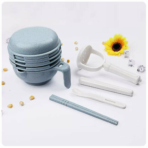 Hot recommendation [10-piece set] Baby food grinder [Sky Blue]